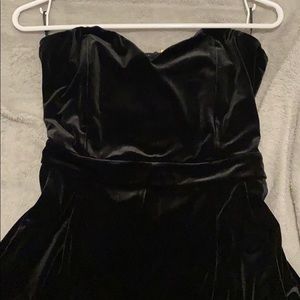 Express black velvet strapless jumpsuit